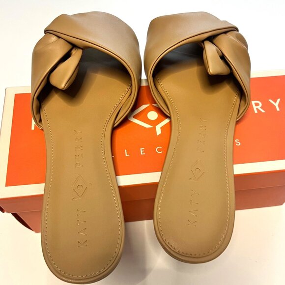 Katy Perry Halie Bow Sandals Brown Slip On Flat Sandals Size 10 - Picture 2 of 8